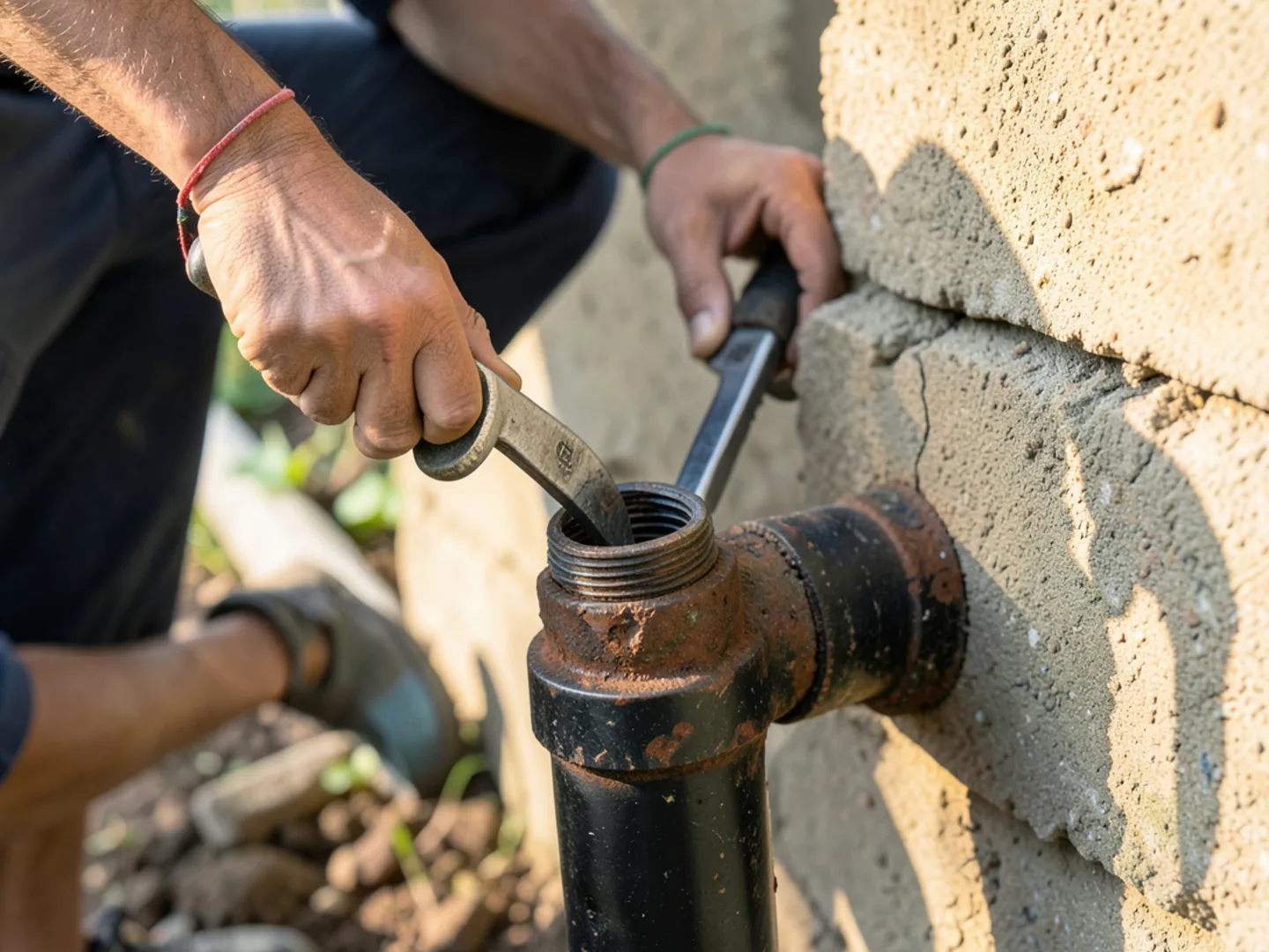 Replacing corroded outdoor gas pipe section - Plumbing Services Upland CA