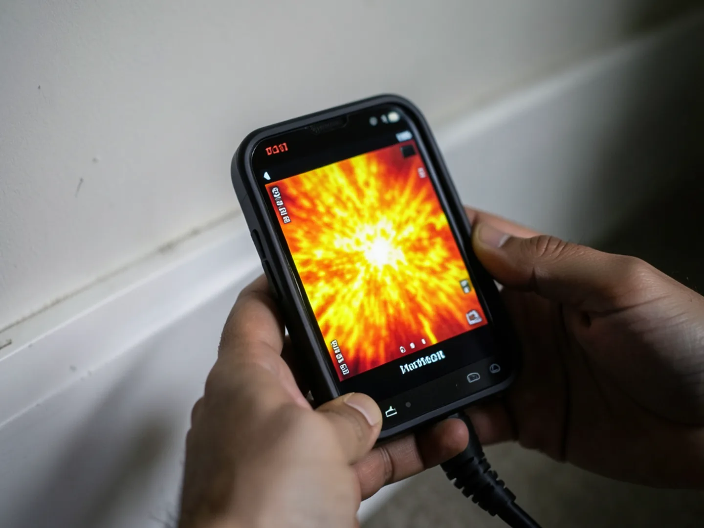 Thermal imaging camera showing pipe leak - Plumbing Services Upland CA