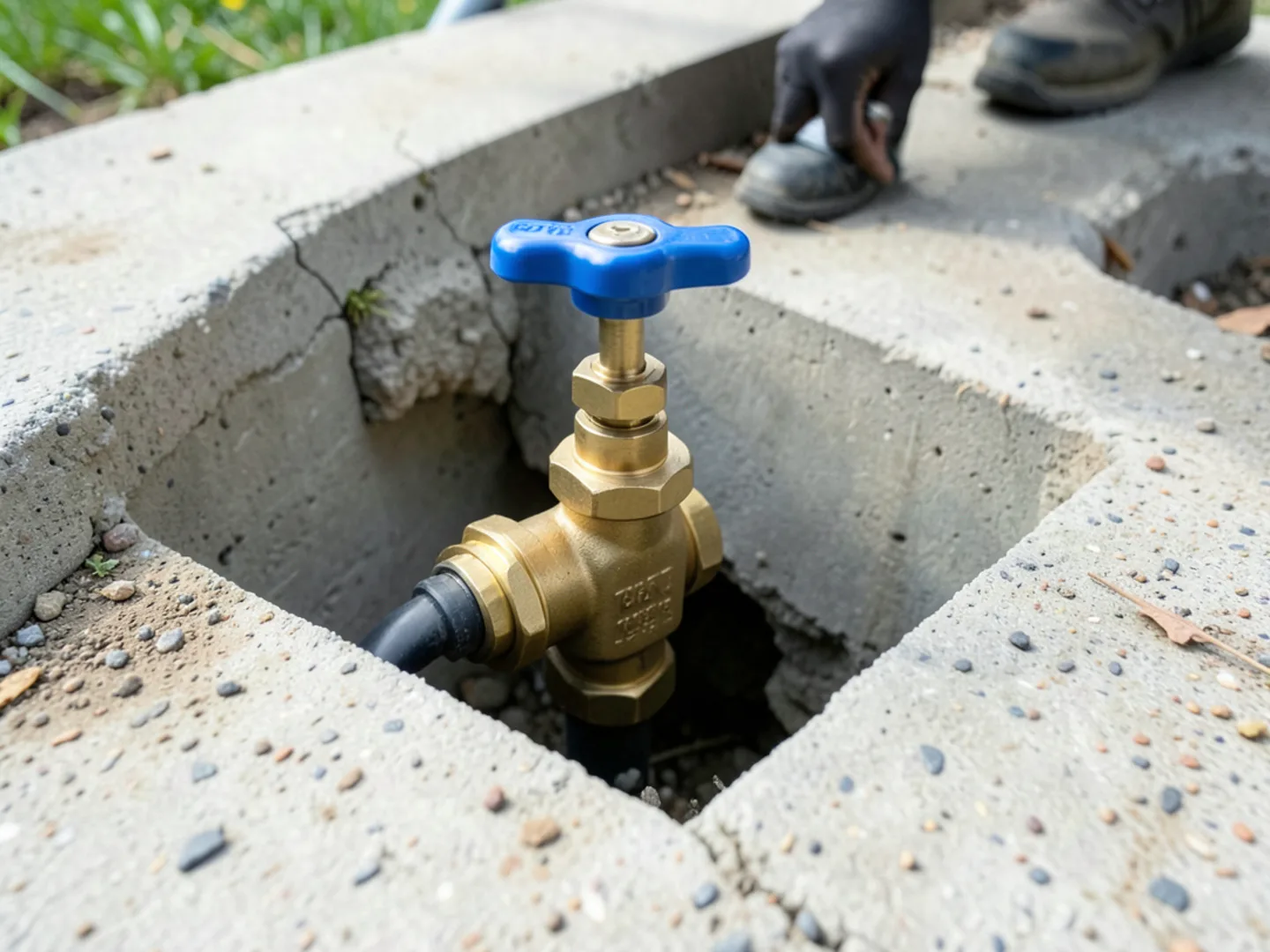 Water meter connection brass ball valve - Plumbing Services Upland CA