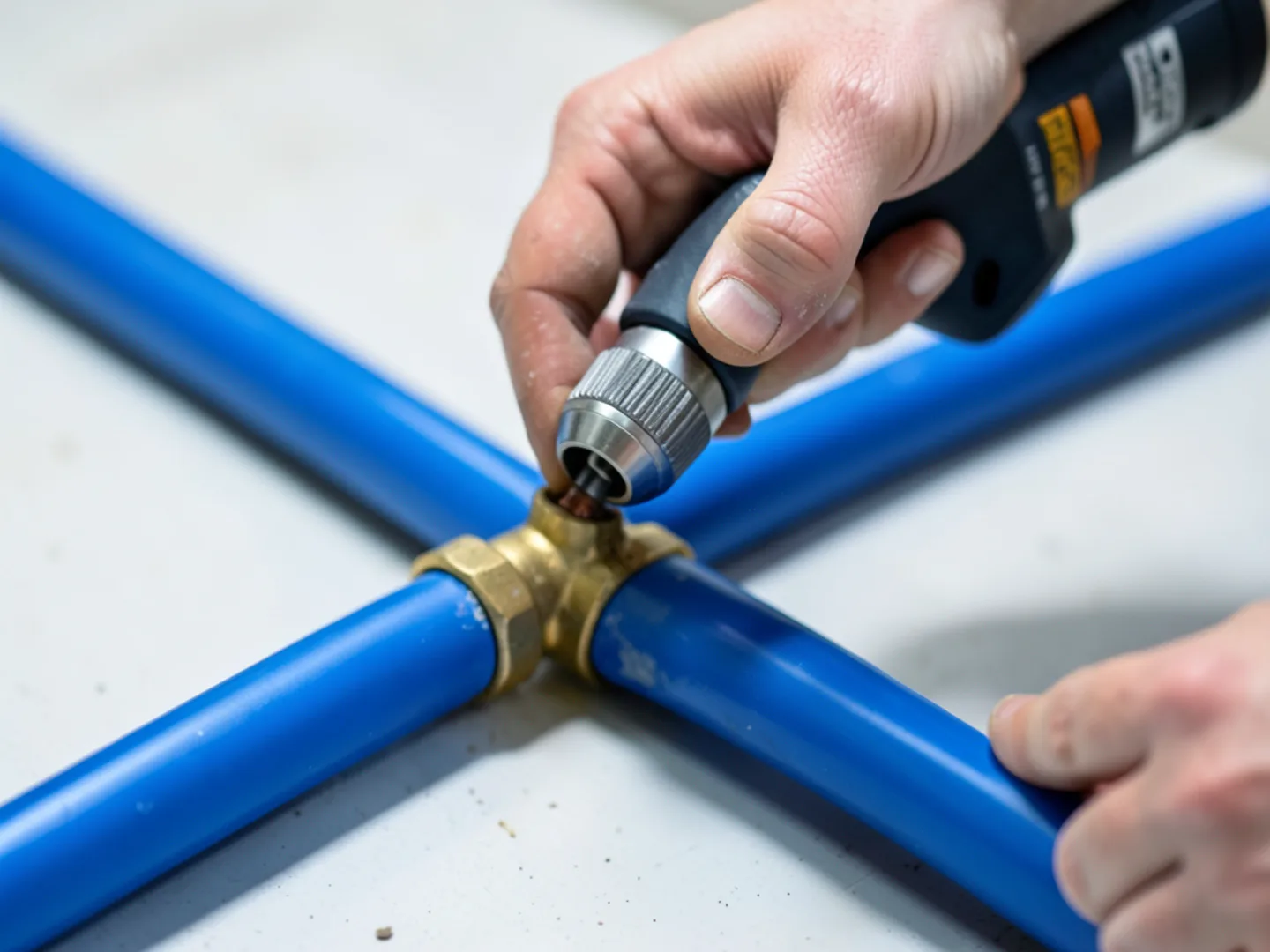 Expanding pex pipe with expansion tool - Plumbing Services Upland CA