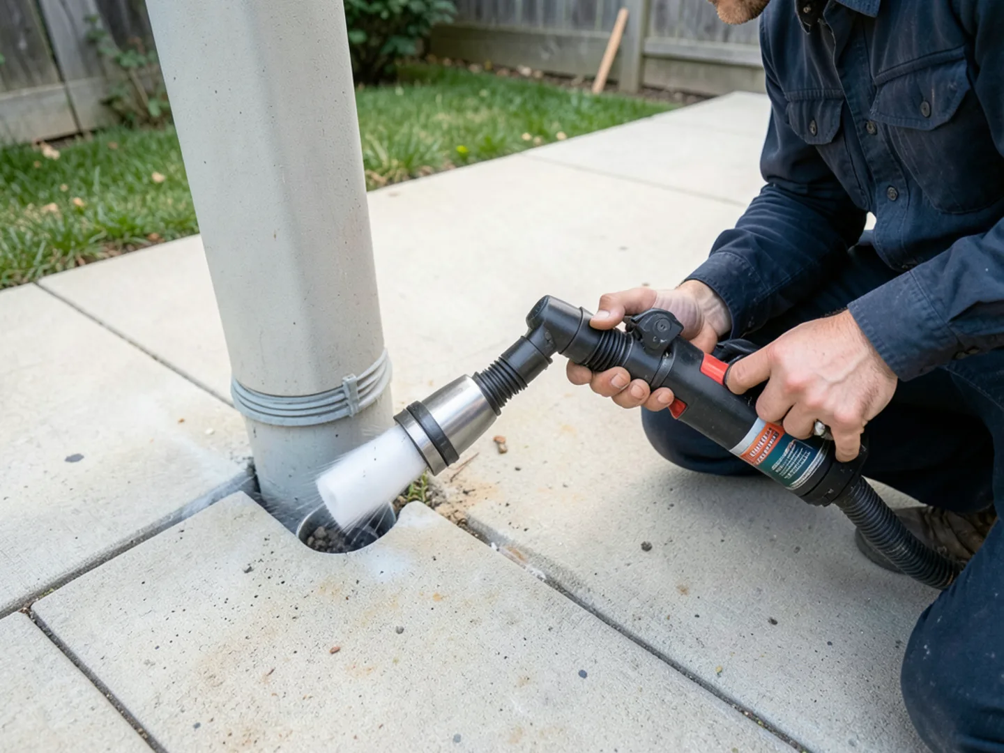 Hydro jetting residential patio cleanout - Plumbing Services Upland CA